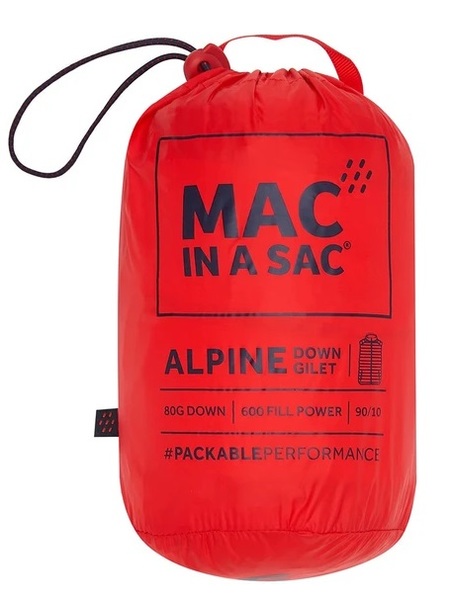 Pánská péřová vesta Mac In a Sac Alpine Packable Men's Down Gilet Red 25/26