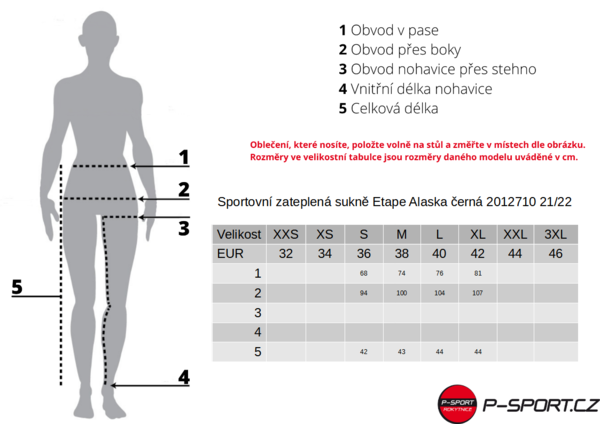 Sportovní zateplená sukně Etape Alaska černá 2012710 25/26