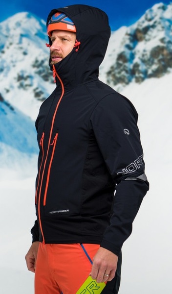 Pánská softshellová bunda na skialp Northfinder Hruby Performance Windprotect BU-3811SKP-270 Black/Black