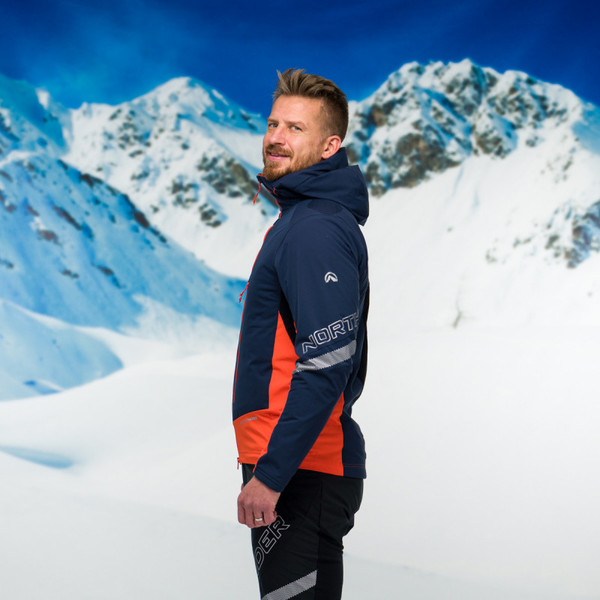 Pánská softshellová bunda na skialp Northfinder Sokolec Polartec® Alpha® Direct BU-3810SKP-383 black orange