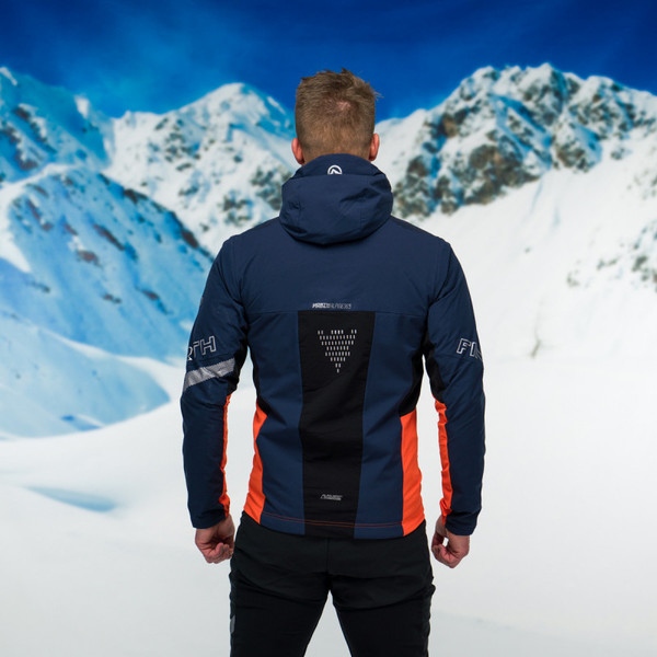 Pánská softshellová bunda na skialp Northfinder Sokolec Polartec® Alpha® Direct BU-3810SKP-383 black orange