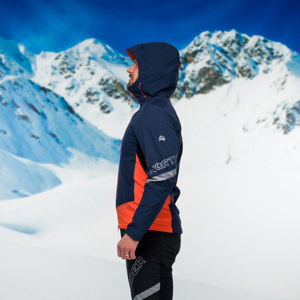 Pánská softshellová bunda na skialp Northfinder Sokolec Polartec® Alpha® Direct BU-3810SKP-383 black orange