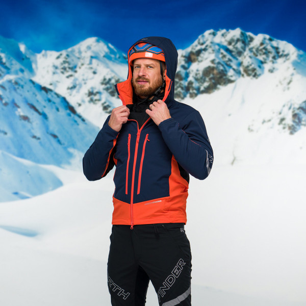 Pánská softshellová bunda na skialp Northfinder Sokolec Polartec® Alpha® Direct BU-3810SKP-383 black orange