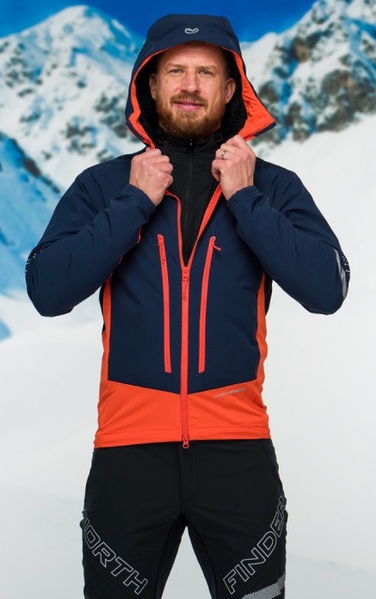 Pánská softshellová bunda na skialp Northfinder Sokolec Polartec® Alpha® Direct BU-3810SKP-383 black orange