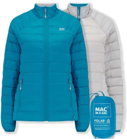 Dámská péřová bunda Mac In a Sac Polar Packable Women's Down Jacket Light Petrol/Soft Grey 25/26