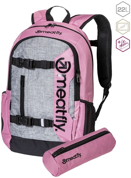 Batoh Meatfly Basejumper, Dusty Rose/Grey, 22 L + penál zdarma 24/25