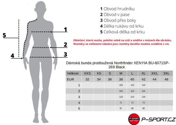 Dámská bunda prodloužená Northfinder XENYIA BU-6071SP-269 Black