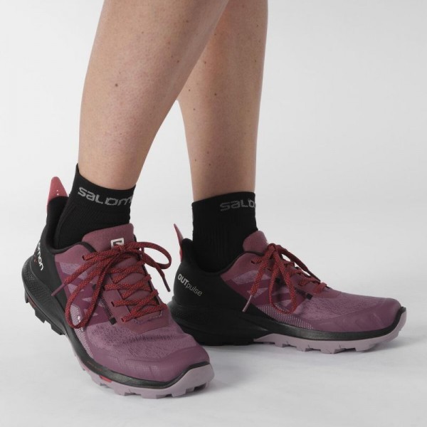 Trekové boty Salomon Outpulse GTX Gore-tex W tulipwood/black/poppy red L41689700