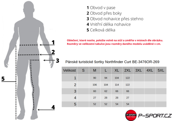 Pánské turistické šortky Northfinder Curt BE-3476OR-269 Black 25/26