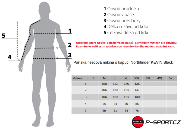 Pánská fleecová mikina s kapucí Northfinder KEVIN Black/Black MI-MI-3825OR-270 25/26