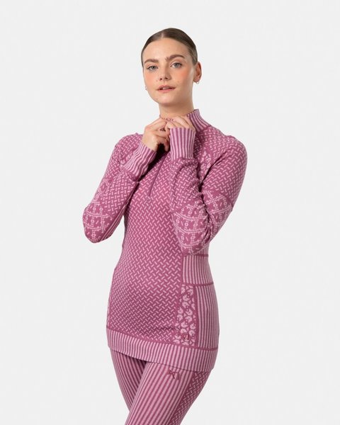 Dámské funkční triko se stojáčkem Kari Traa Smekker Half Zip Baselayer 100% Merino Wool 622681 Plum 24/25