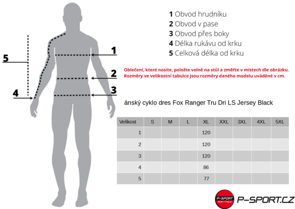 Pánský cyklo dres Fox Ranger Tru Dri LS Jersey Black 30910-001 25/26