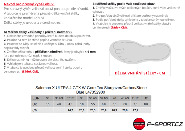 Trekové boty Salomon X ULTRA 4 GTX W Gore-Tex Stargazer/Carbon/Stone Blue L47352900 25/26