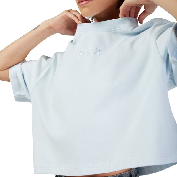 Dámské triko Fox Womens Wordmark Oversized Premium Crop Tee Pale Blue 31984-264 25/26