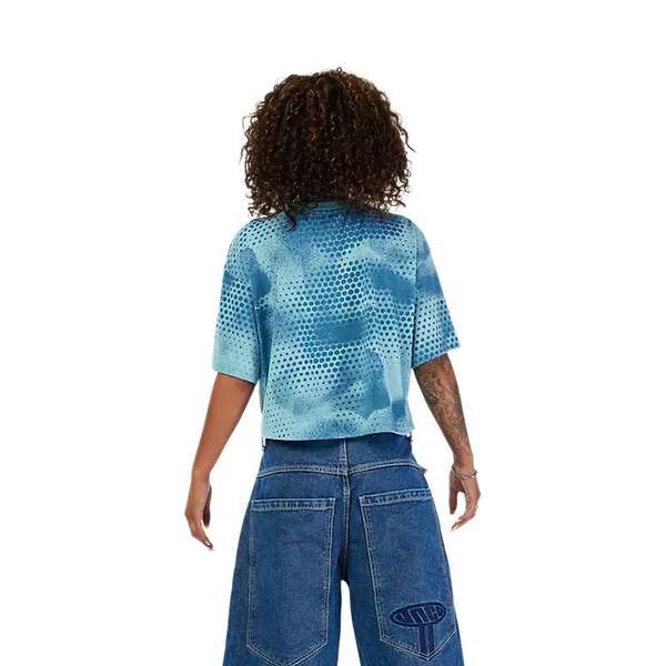 Dámské triko Fox Womens Aop Oversized Crop Tech Tee Vintage Wash Blue 33582-402 25/26