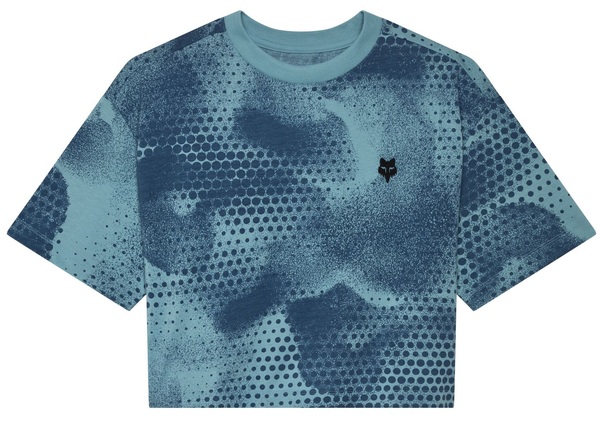 Dámské triko Fox Womens Aop Oversized Crop Tech Tee Vintage Wash Blue 33582-402 25/26