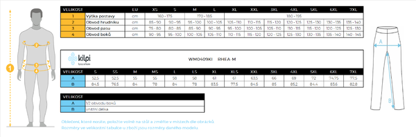 Pánské softshellové lyžařské kalhoty Kilpi RHEA-M Černá WM0409KIBLK