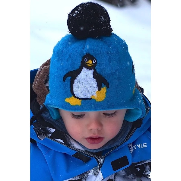 Dětská zimní čepice O´style Tučňák Modrá AH-134 25/26