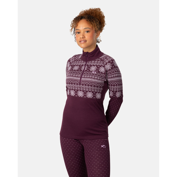 Dámské funkční triko Kari Traa Vilma Half Zip Wine 623616 25/26