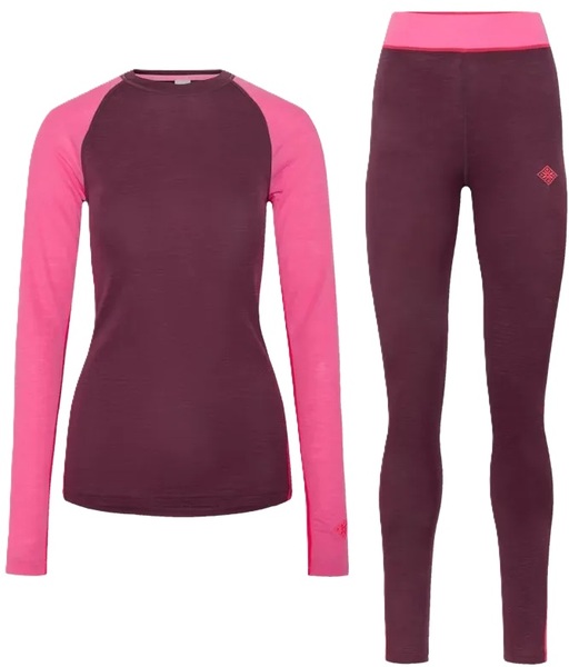 Dámské merino triko + kalhoty Kari Traa Kaia Set Wine Purple 623926 25/26