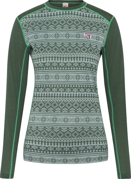 Dámské funkční merino triko Kari Traa Mina Long Sleeve Thyme Green 623687 25/26