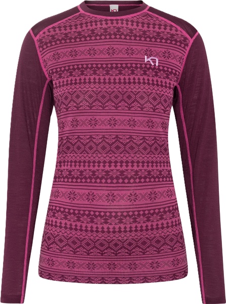Dámské funkční merino triko Kari Traa Mina Long Sleeve Wine 623687 25/26