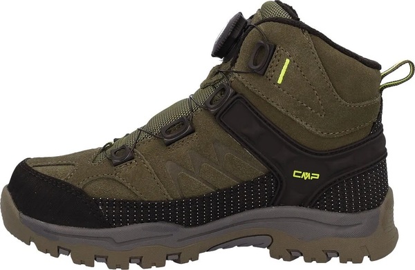 Dětské kotníkové trekové boty CMP Kids Kiruna Mid Fitgo Fleece WP Olive-Acido 3Q57894-36EU 26/27