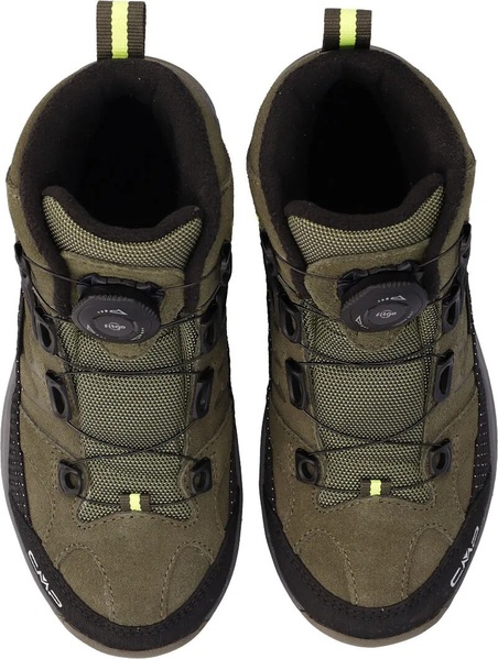 Dětské kotníkové trekové boty CMP Kids Kiruna Mid Fitgo Fleece WP Olive-Acido 3Q57894-36EU 26/27