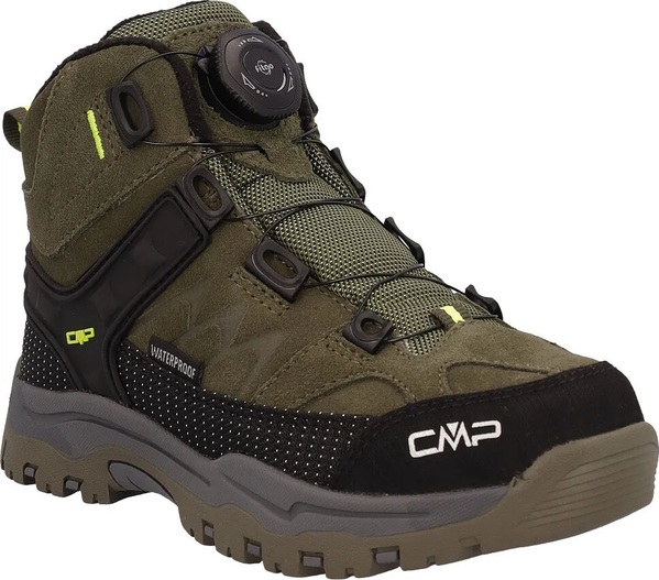Dětské kotníkové trekové boty CMP Kids Kiruna Mid Fitgo Fleece WP Olive-Acido 3Q57894-36EU 26/27